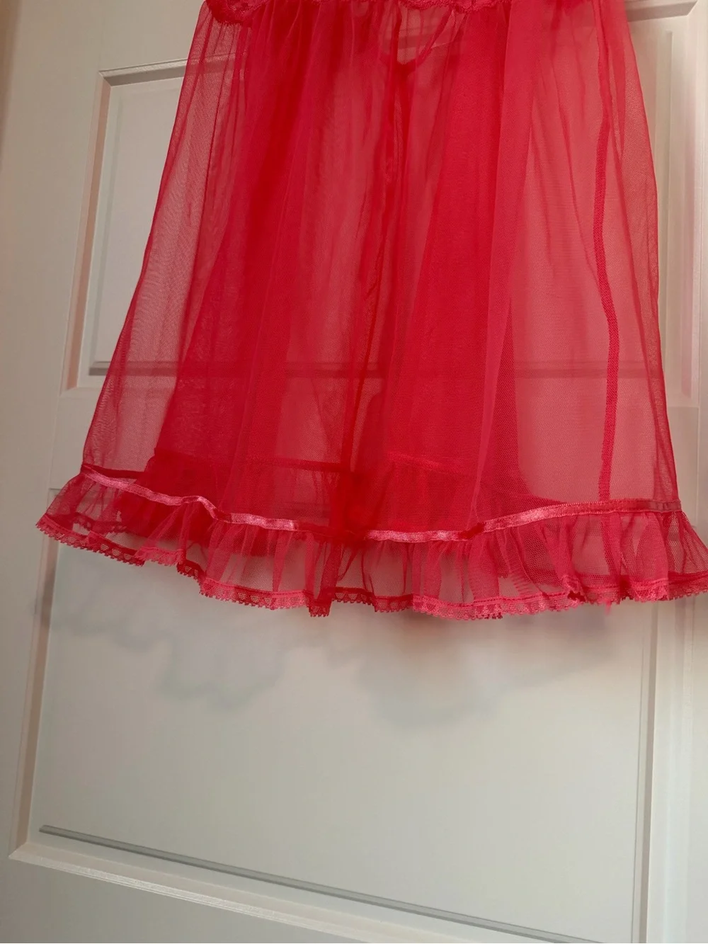 Vintage Victoria's Secret 2003 Hot Pink Mesh Lace Babydoll Slip M